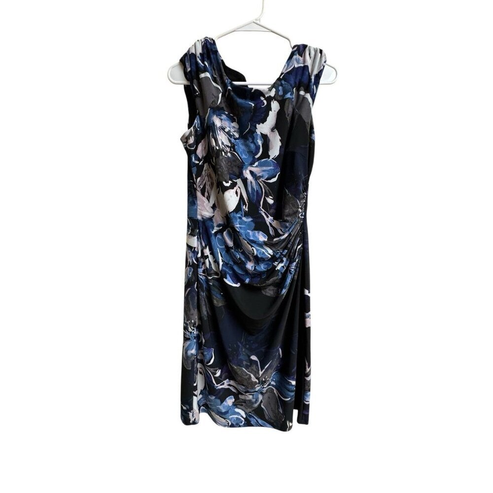 Lauren Ralph Lauren Blue Floral Ruched Sheath Dress Size 10
